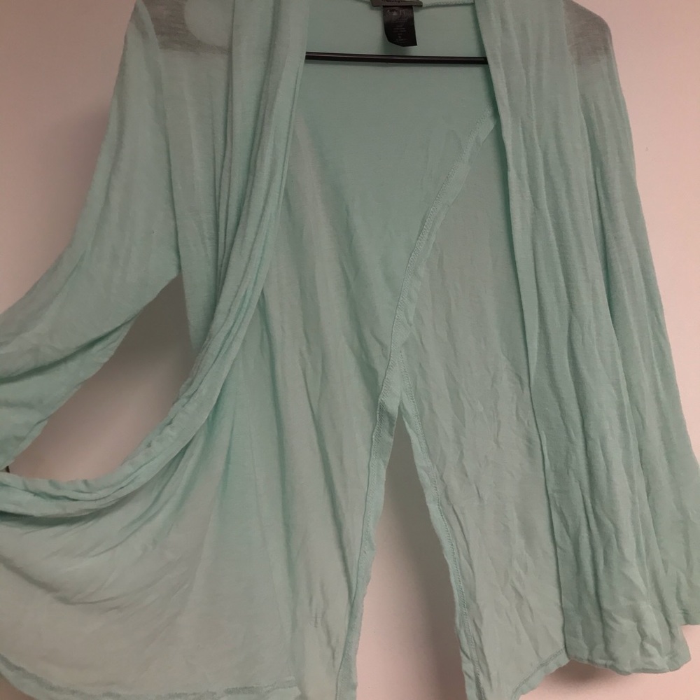 TRENDYLAND SEAFOAM GREEN OPEN BACK CARDIGAN